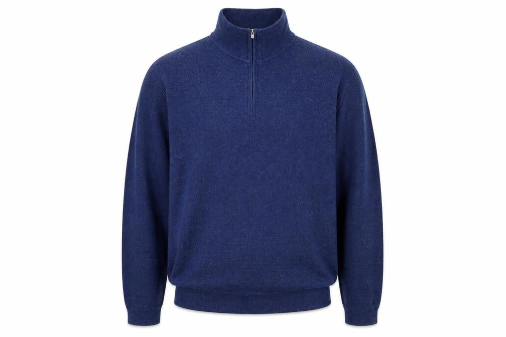 Front view of Hudson River Men’s Blue Cotton Blend 1/4 Zip Jumper XL