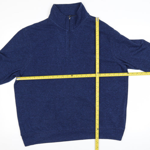 Hudson River Men’s Blue Cotton Blend 1/4 Zip Jumper XL