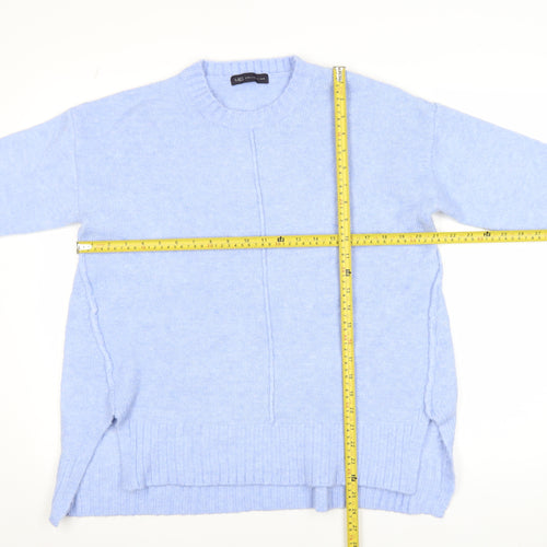Marks and Spencer Women's Pale Blue Crew Neck Knit Jumper Size M