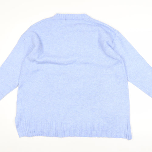 Marks and Spencer Women's Pale Blue Crew Neck Knit Jumper Size M