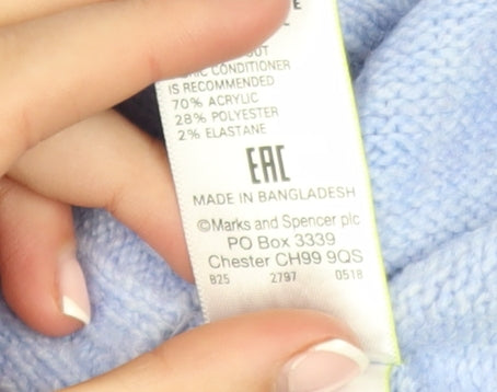 Marks and Spencer Women's Pale Blue Crew Neck Knit Jumper Size M