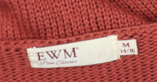 EWM Women Rust Red Crochet Trim Cardigan Size 14/16 Acrylic Knit