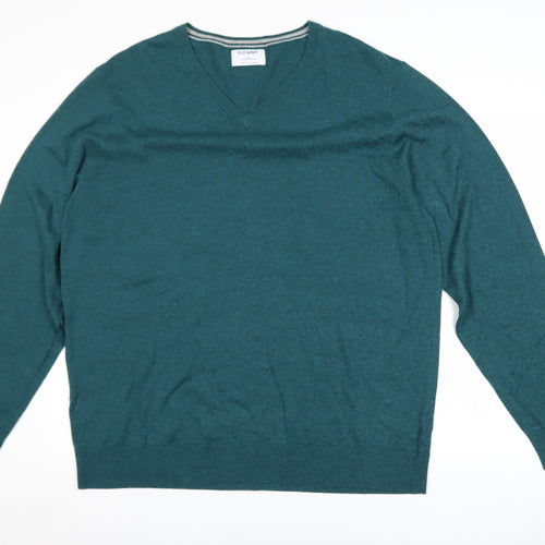 Old Navy Men’s Green V-Neck Jumper 2XL Cotton Blend Pullover