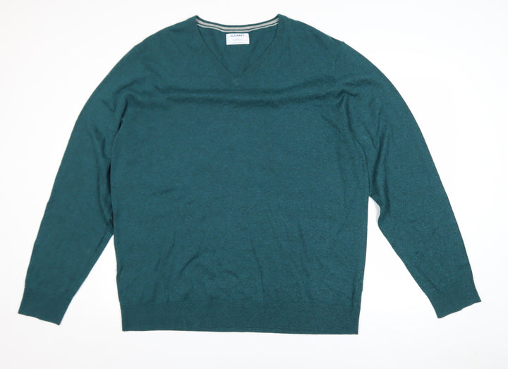 Old Navy Men’s Green V-Neck Jumper 2XL Cotton Blend Pullover