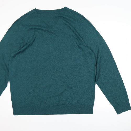 Old Navy Men’s Green V-Neck Jumper 2XL Cotton Blend Pullover