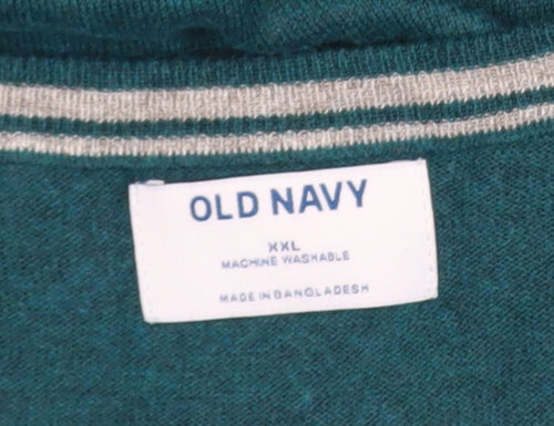 Old Navy Men’s Green V-Neck Jumper 2XL Cotton Blend Pullover