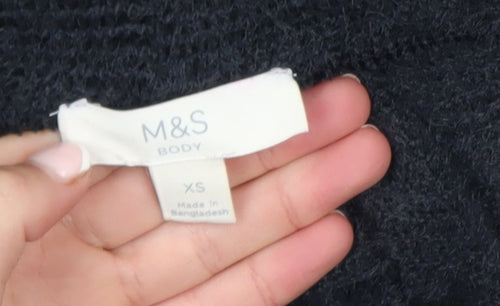 Marks and Spencer Womens Black XS Wide-Leg Knit Trousers