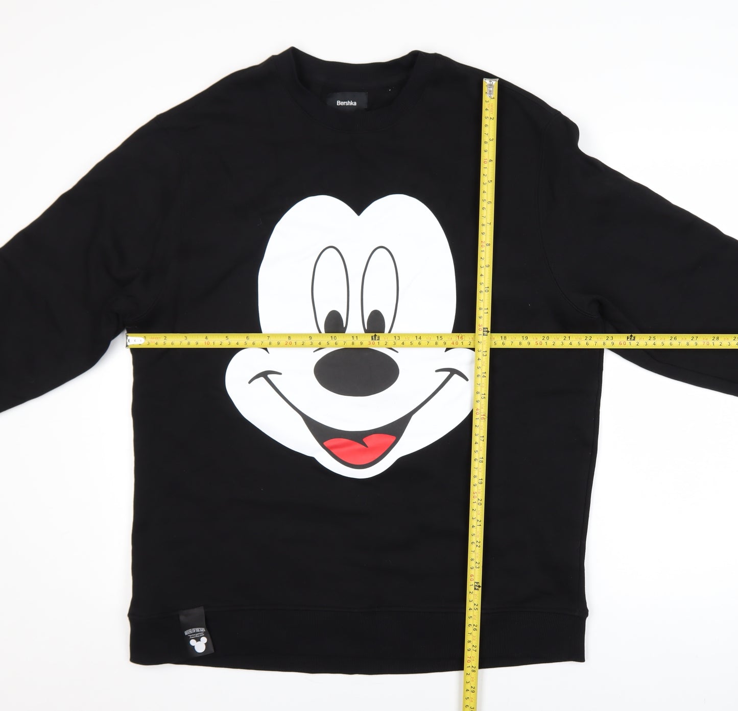Bershka Women Black Large Crew Neck Mickey Mouse Sweatshirt