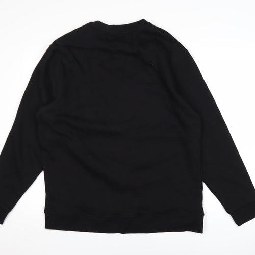 Bershka Women Black Large Crew Neck Mickey Mouse Sweatshirt