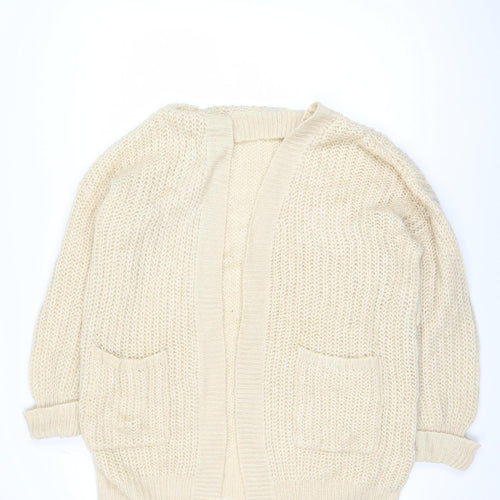 Brave Soul Women’s Beige Chunky Knit Open Front Cardigan Size M