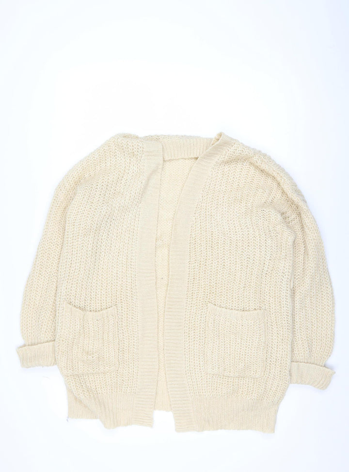 Brave Soul Women’s Beige Chunky Knit Open Front Cardigan Size M