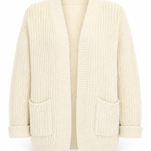 Brave Soul Women’s Beige Chunky Knit Open Front Cardigan Size M