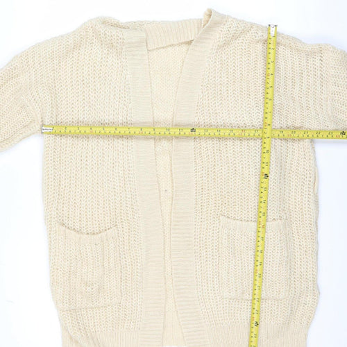 Brave Soul Women’s Beige Chunky Knit Open Front Cardigan Size M