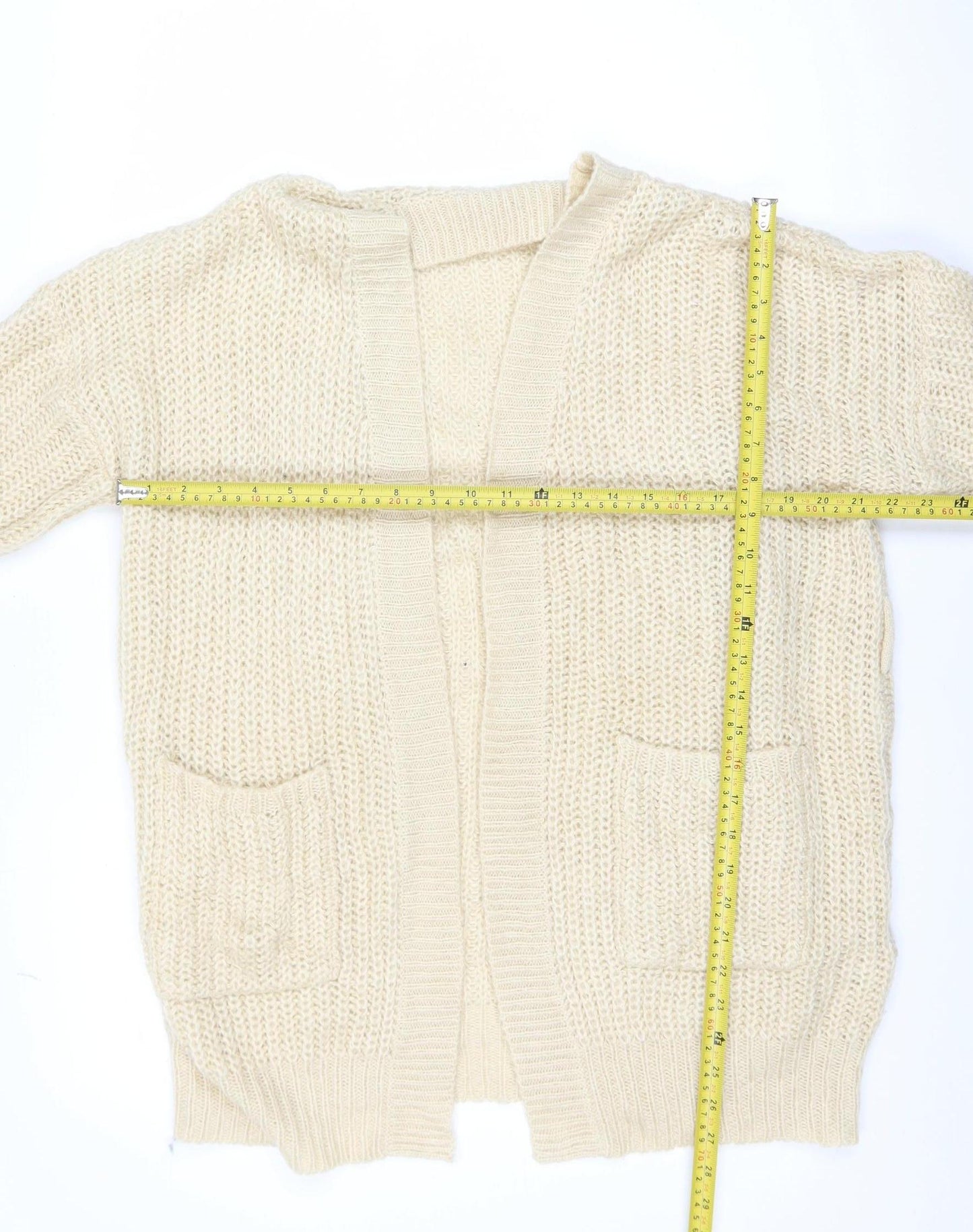 Brave Soul Women’s Beige Chunky Knit Open Front Cardigan Size M
