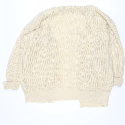 Brave Soul Women’s Beige Chunky Knit Open Front Cardigan Size M