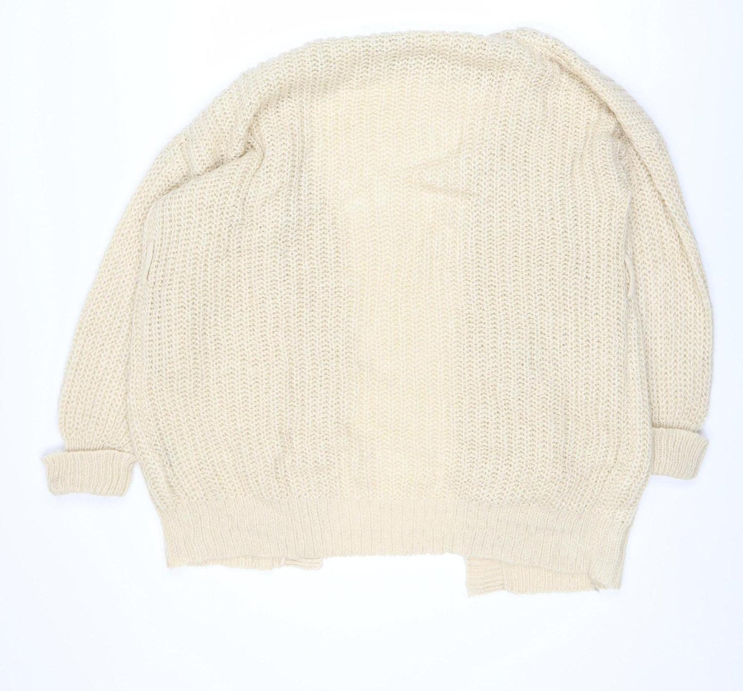 Brave Soul Women’s Beige Chunky Knit Open Front Cardigan Size M