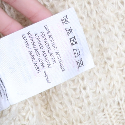 Brave Soul Women’s Beige Chunky Knit Open Front Cardigan Size M