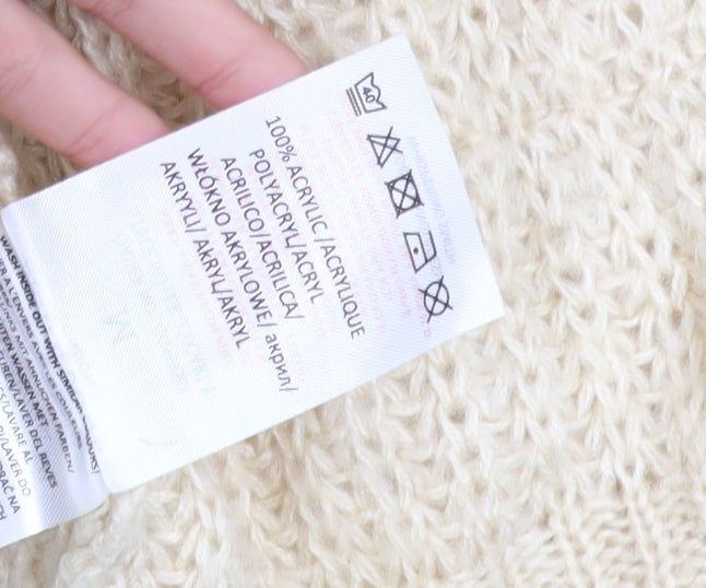 Brave Soul Women’s Beige Chunky Knit Open Front Cardigan Size M