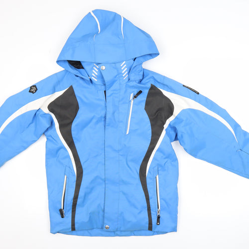 Descente Boys Blue Waterproof Hooded Ski Jacket 14-15 Years Polyester