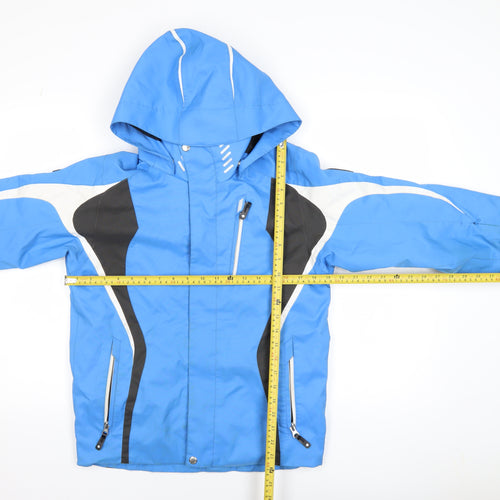 Descente Boys Blue Waterproof Hooded Ski Jacket 14-15 Years Polyester