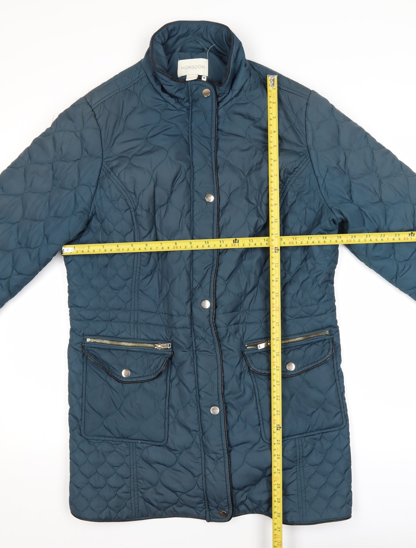 Monsoon Women’s Blue Quilted Mid-Length Jacket Size 18