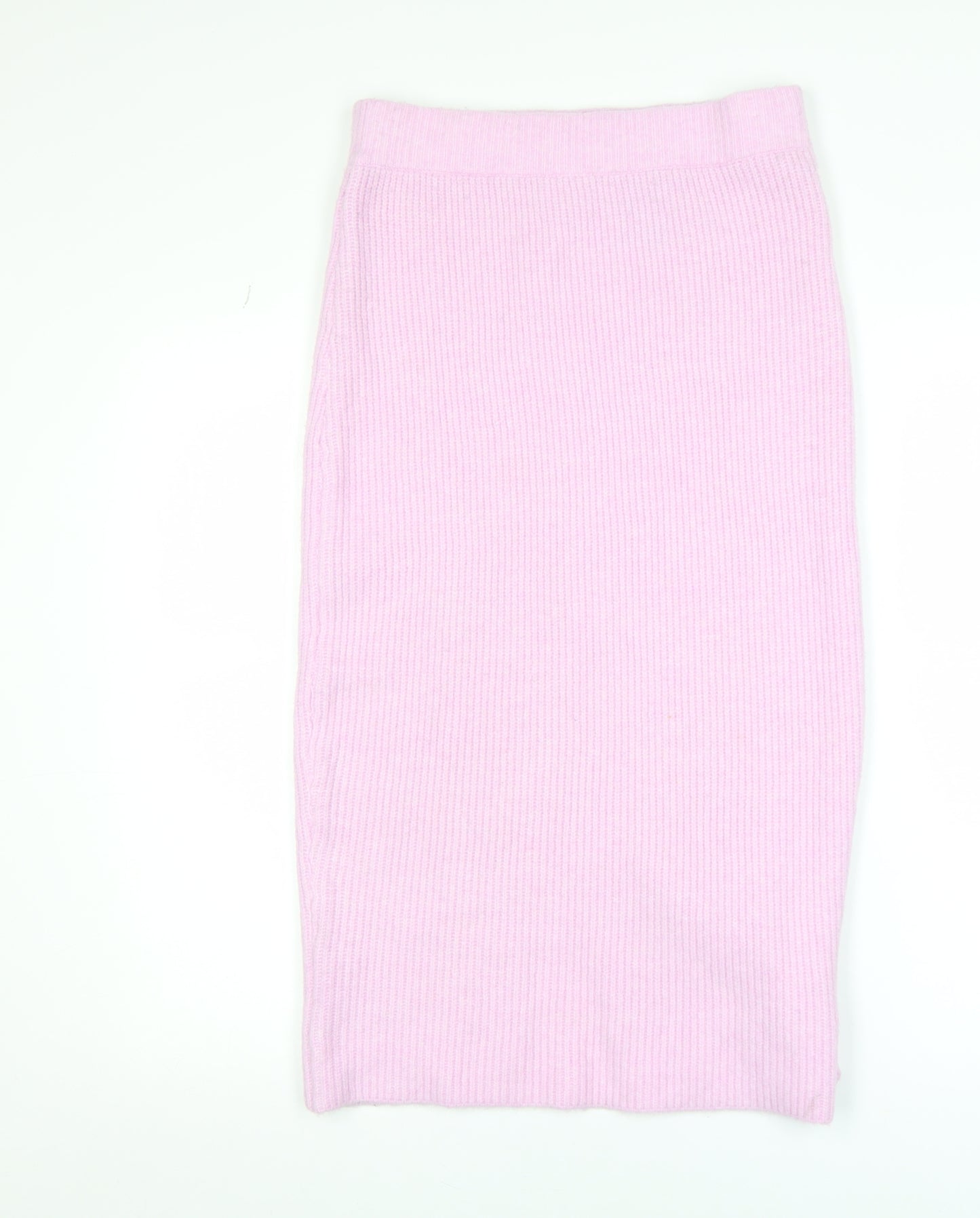 H&M Women Pink Ribbed Knit Midi Pencil Skirt Size S