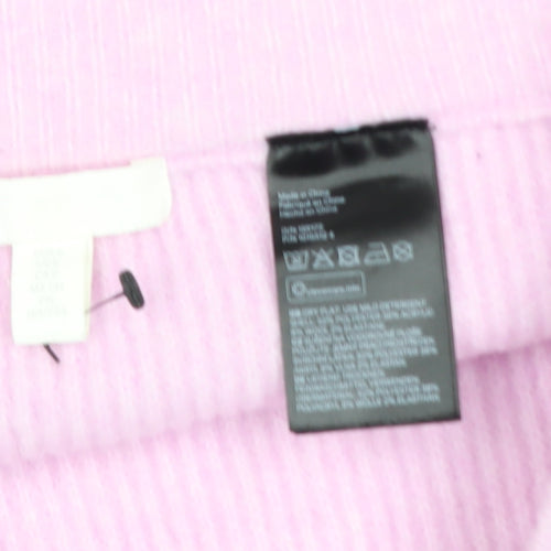 H&M Women Pink Ribbed Knit Midi Pencil Skirt Size S