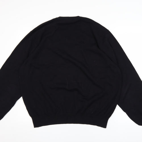 Van Heusen Men's Black 2XL V-Neck Argyle Cotton Jumper