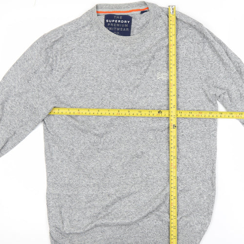 Superdry Men's Grey Cotton Cashmere Crew Neck Jumper Small