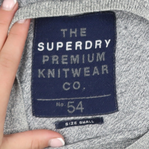 Superdry Men's Grey Cotton Cashmere Crew Neck Jumper Small
