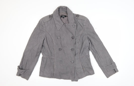Marks and Spencer Womens Grey Pea Coat Jacket Size 14 Cotton