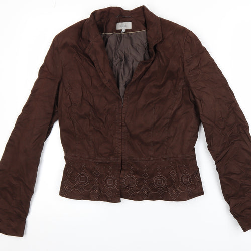 Marks and Spencer Women Brown Embroidered Blazer Jacket Size 10