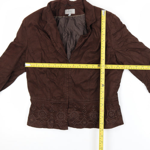 Marks and Spencer Women Brown Embroidered Blazer Jacket Size 10