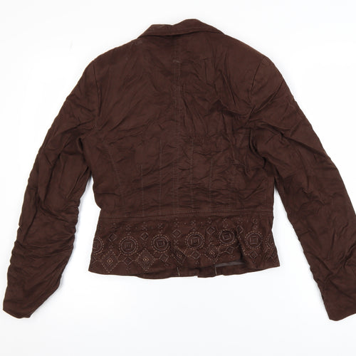Marks and Spencer Women Brown Embroidered Blazer Jacket Size 10