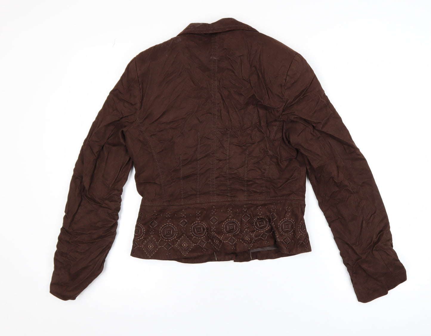 Marks and Spencer Women Brown Embroidered Blazer Jacket Size 10