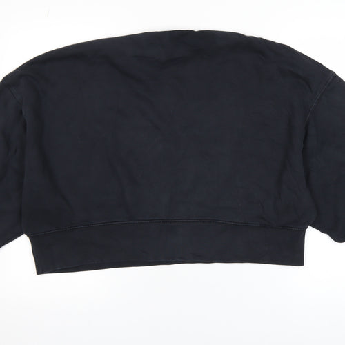 Nike Women Black Small Cropped Pullover Sweatshirt Logo Crew Neck
