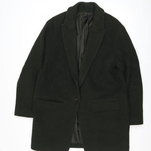 Uniqlo Women’s Black Wool Blend Mid-Length Overcoat L