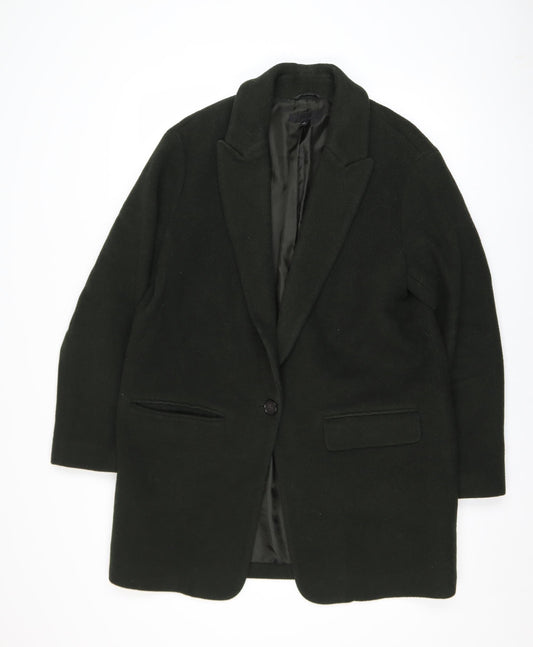 Uniqlo Women’s Black Wool Blend Mid-Length Overcoat L