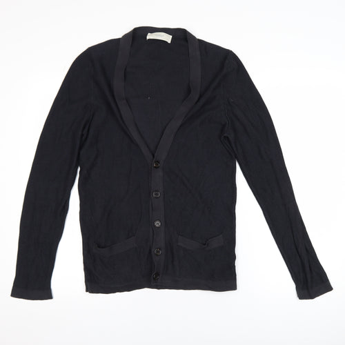 Pringle of Scotland Men’s Black Cotton Silk Cardigan S Slim Fit