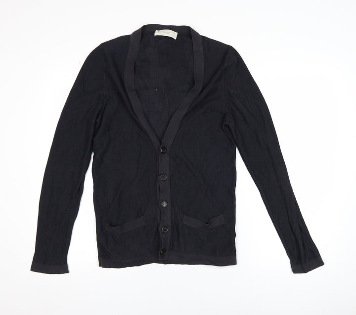 Pringle of Scotland Men’s Black Cotton Silk Cardigan S Slim Fit