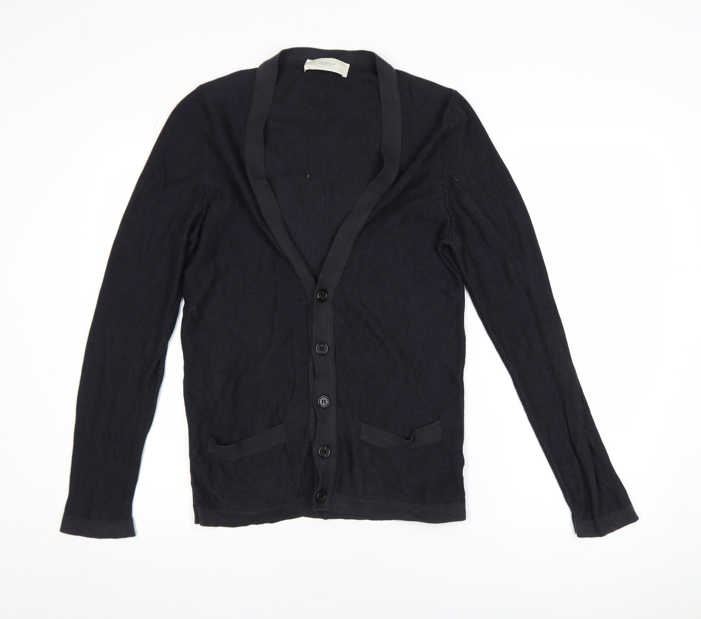 Pringle of Scotland Men’s Black Cotton Silk Cardigan S Slim Fit