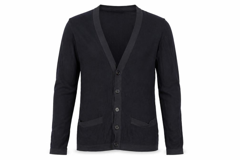 Pringle of Scotland Men’s Black Cotton Silk Cardigan S Slim Fit