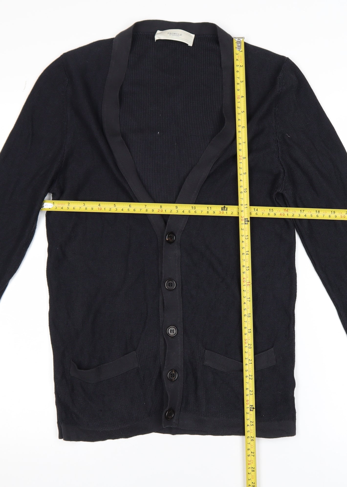 Pringle of Scotland Men’s Black Cotton Silk Cardigan S Slim Fit