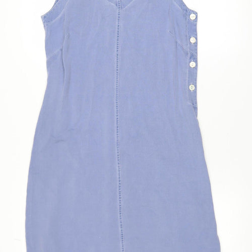 Marks and Spencer Women Blue Size 12 Shift Sleeveless Viscose Dress