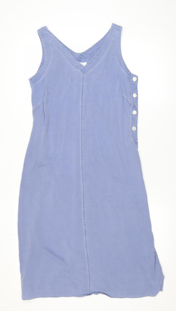 Marks and Spencer Women Blue Size 12 Shift Sleeveless Viscose Dress