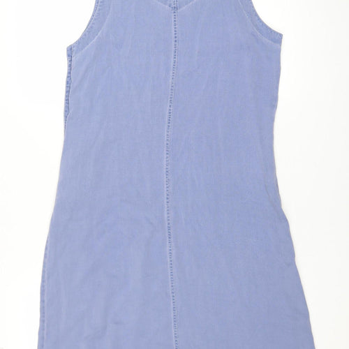 Marks and Spencer Women Blue Size 12 Shift Sleeveless Viscose Dress