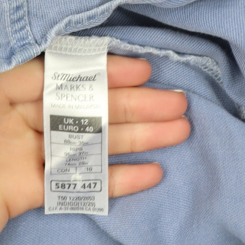 Marks and Spencer Women Blue Size 12 Shift Sleeveless Viscose Dress