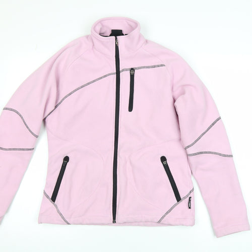 Hi-Tec Womens Pink Fleece Jacket L Full Zip Outdoor Mid-Length