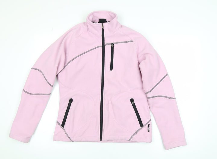 Hi-Tec Womens Pink Fleece Jacket L Full Zip Outdoor Mid-Length