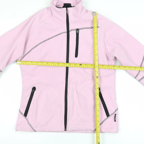 Hi-Tec Womens Pink Fleece Jacket L Full Zip Outdoor Mid-Length
